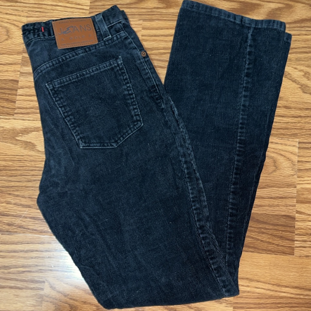 Vintage Ag Adriano Goldschmied Black Corduroy Pants Twiggy Straight Leg Sz 27